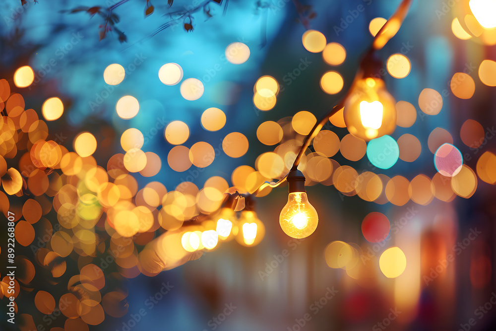 Poster twinkling string lights creating a festive atmosphere