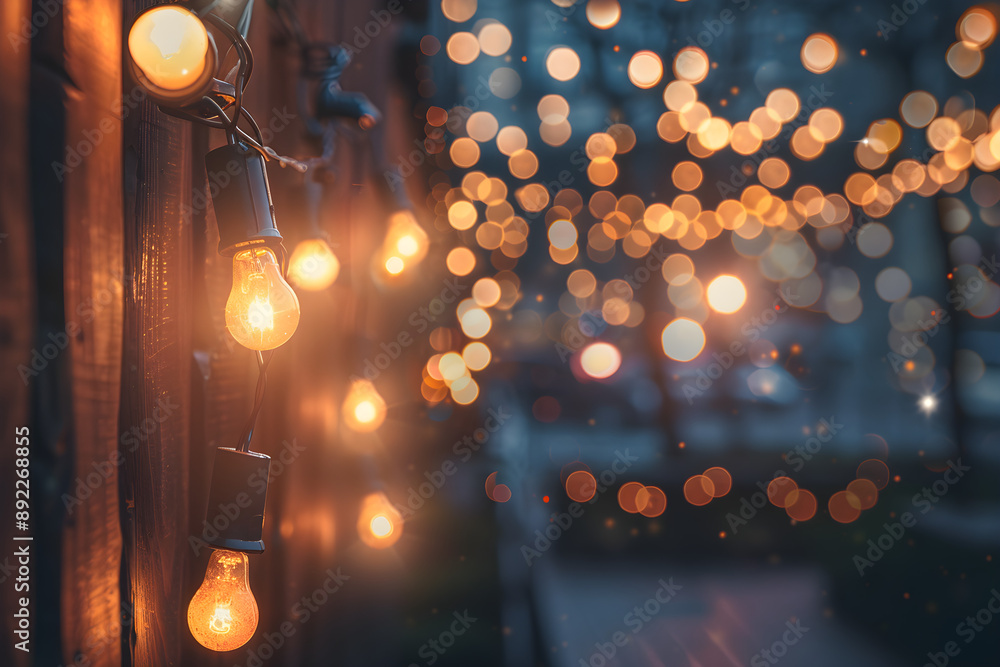 Poster twinkling string lights creating a festive atmosphere