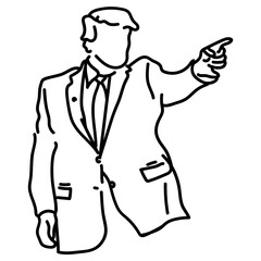 Politician making speeches campaigning, american presidential election, hand drawn line drawing vector icon illustration