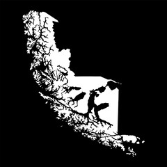 Magallanes region map, administrative division of Chile.