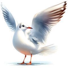 Obraz premium 흰 배경, 갈매기, 수채화 (white background, seagull, water colour)