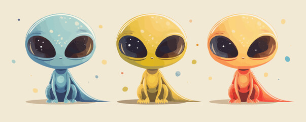 Fototapeta premium Toy aliens on a white background. Vector flat minimalistic isolated illustration.