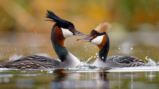Mating behavior of the great crested grebe