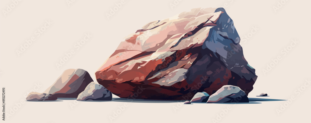 Poster a rock with a unique shape and a natural texture, found in nature. vector flat minimalistic isolated