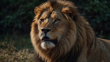 photo of a male lion that looks majestic made by AI generative