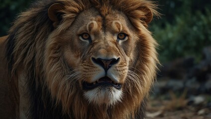 Fototapeta premium photo of a male lion that looks majestic made by AI generative