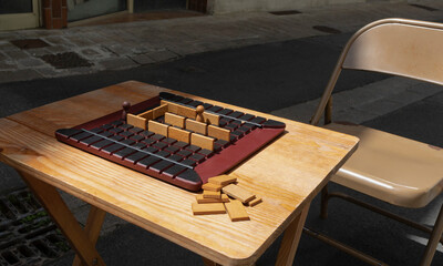 Board logic game for children and adults. The puzzle game.