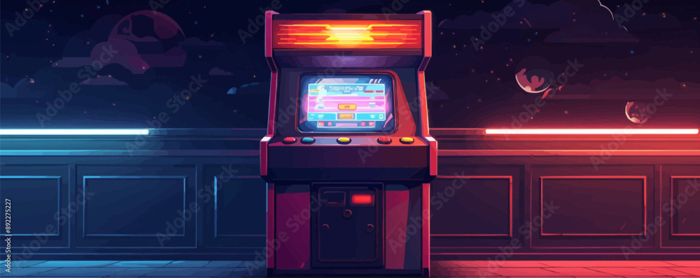 Aufkleber retro arcade game cabinet with glowing buttons vector flat minimalistic isolated illustration
