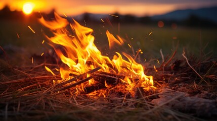 A bonfire blazed brightly during the St John s Eve ceremony marking the Summer Solstice with jubilation in a Bavarian field  