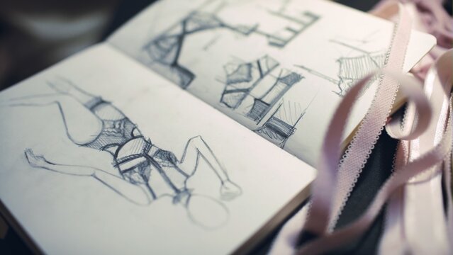 Close up of drawing scketch by young designer