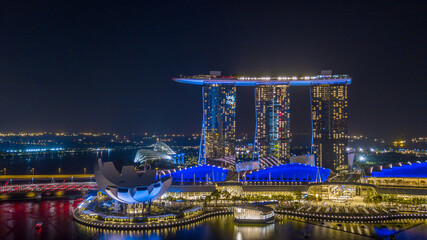 Aerial view Singapore city skyline, Most beautiful Sigapore skyscraper and skyline architecture in Asia, Singapore.