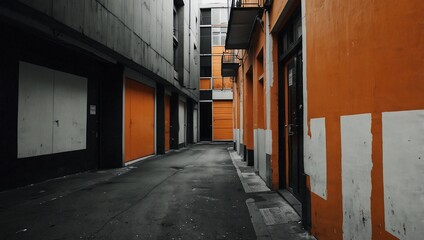 Obraz premium photo of a building with cool shades of orange, white and black made by AI generative