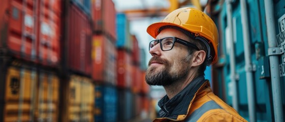 Efficient Logistics Team Leader Inspecting Container Conditions in High- Detail with Dedicated Employees