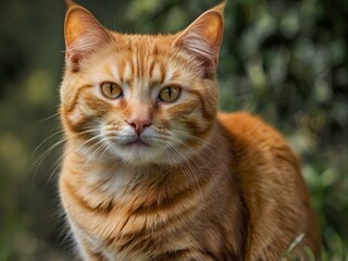 Obraz premium orange cat with blur background, orange cat is sitting and looking