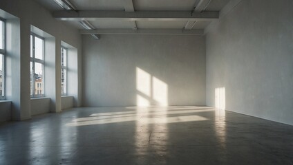 photo of empty room with white theme made by AI generative