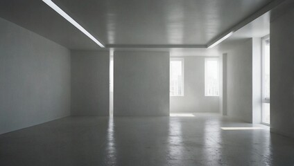 photo of minimalist empty room with white theme made by AI generative
