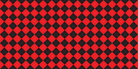 Red and Black argyle plaid seamless pattern background graphic illustration.