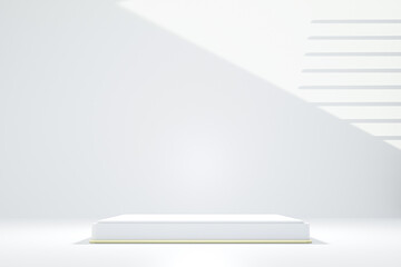 white cube podium on white background, minimal concept,  showcase for product. 3D render