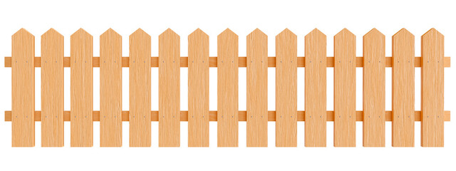 Wooden fence. Farm wood wall yard isolated on white background , 3D rendering