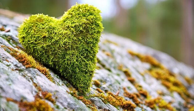 heart shaped moss on a tree