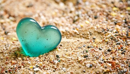 Fototapeta premium heart shaped sea glass on the beach