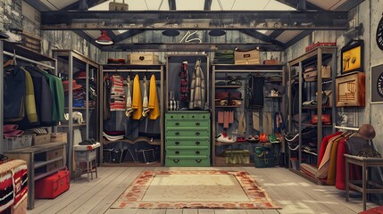 Fashionista's wardrobe and accessories garage