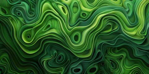 Abstract organic green lines as wallpaper background illustration created by ai