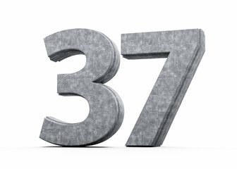 Concrete Number Thirty Seven 37 Digit Made Of Grey Concrete Stone White Background 3d Illustration