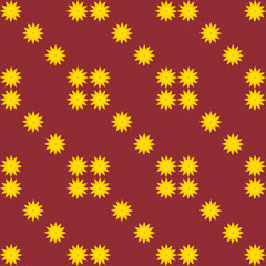 seamless pattern: yellow flowers against red background