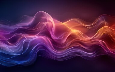 Obraz premium Wavy lines of light in shades of purple, orange, and blue dance in a surreal atmosphere