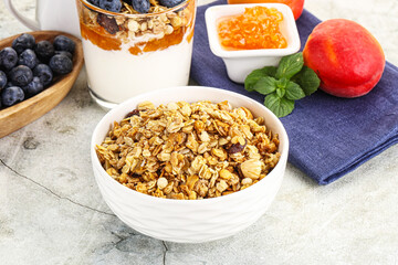 Granola museli cereal for breakfast