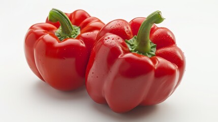 Fresh and healthy red bell pepper isolated on a clean white background