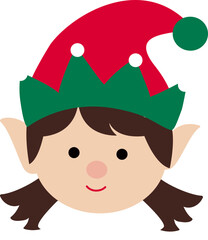 Isolated cute Christmas elf head flat vector
Cute  Christmas elf face illustration