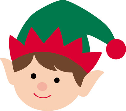 Isolated cute Christmas elf head flat vector
Cute  Christmas elf face illustration