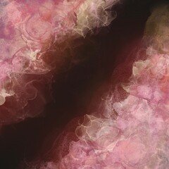 黒背景の対角線上に星雲風のサーモンピンクのアルコールインクアートがある正方形テンプレート