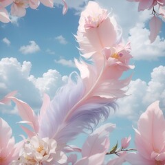 Feather with cloud with sweet pastel
