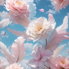 Feather with cloud with sweet pastel