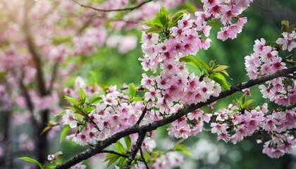 Blossom cherry branch, beautiful spring flowers for vintage background, lovely landscape of nature