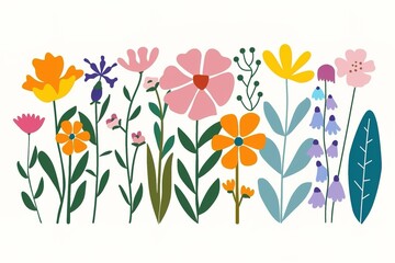 A diverse compilation of delightful floral and naturalistic design motifs, presented as a flat, hand-sketched vector collection.