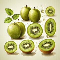Fototapeta premium Flat Style Vector Design of a Juicy Kiwi Fruit