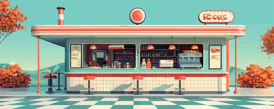 Retro diner menu board with daily specials Vector flat minimalistic isolated illustration