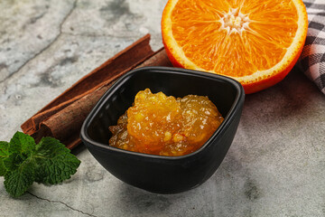 Tasty homemade Orange jam in the bowl