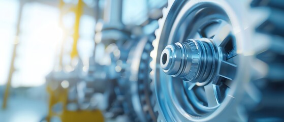 Obraz premium Close-up of a metallic gear system in an industrial setting.