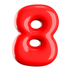Red 3D Number 8