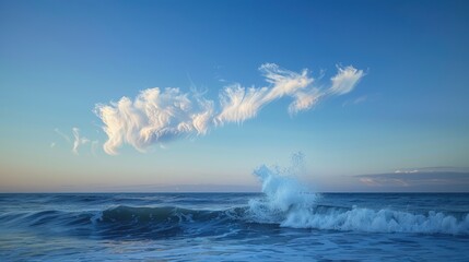 Playful Dolphin Cloud Dancing in Ocean Waves - Concept of Nature's Sculpture and Imagination in Sky