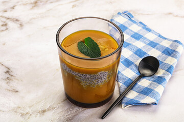 Sweet dessert - mango with chia