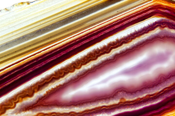 Macro photograph of agate crystal slice, geode, mineral, rock