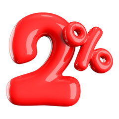 2 Percent Off Sale . Red Number Promotion