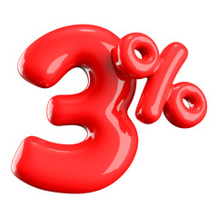 3 Percent Off Sale . Red Number Promotion