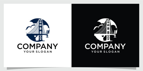 Vintage stamp golden gate logo, bridge logo vector